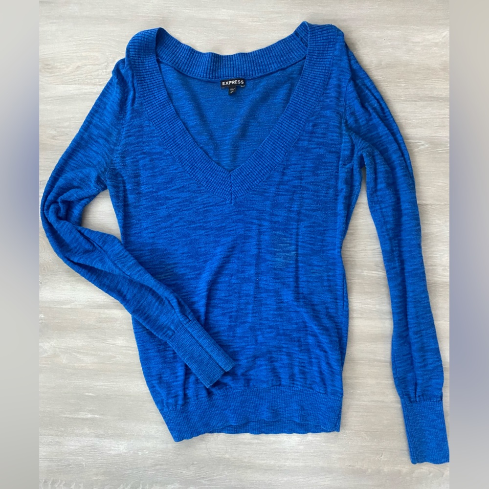 Express v neck sweater blue